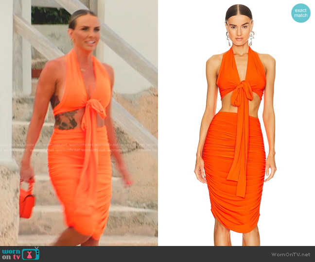 Norma Kamali Halter Wrap Top in Sos worn by Whitney Rose on The Real Housewives of Salt Lake City