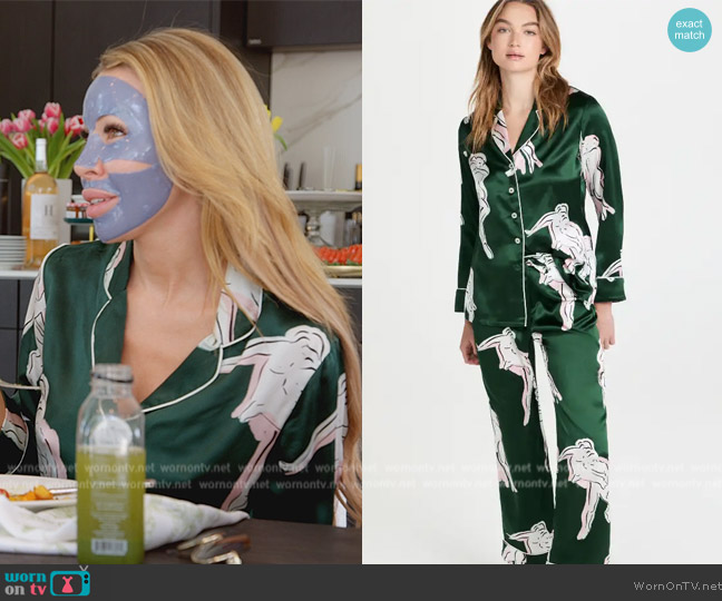 Olivia von Halle Lila PJ Set worn by Lisa Hochstein (Lisa Hochstein) on The Real Housewives of Miami