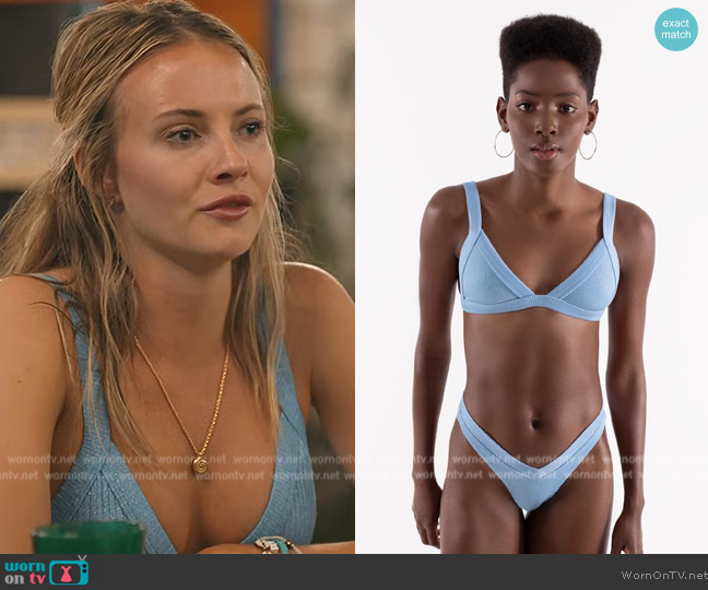 One One Swimwear Kameron top baby blue worn by Taylor Ann Green on Southern Charm