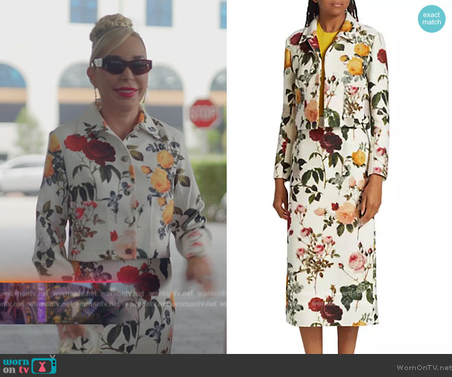 Oscar de la Renta Cropped Floral-Knit Jacket worn by Marysol Patton (Marysol Patton) on The Real Housewives of Miami