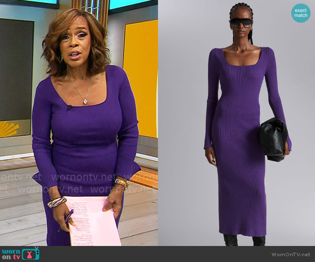 & Other Stories Ribbed Slim Midi Dress worn by Gayle King on CBS Mornings