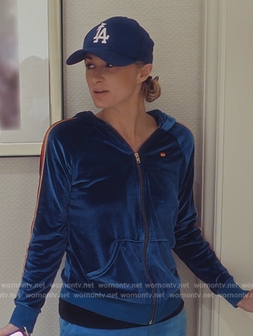 Paris’s blue velour stripe sleeve jacket on Paris in Love