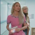 Paris’s pink embellished trim flare mini dress on Paris in Love