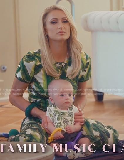Paris’s palm print top and pants on Paris in Love