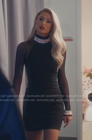 Paris’s black embellished neckline sheer dress on Paris in Love