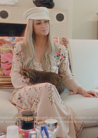 Paris’s pink floral embroidered maxi dress on Paris in Love