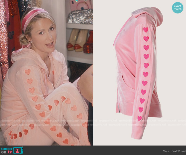 Paris Hilton Tracksuits Heart on Your Sleeve Hoodie worn by Paris Hilton on Paris in Love