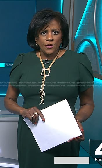 Pat Battle’s green puff short sleeve dress on NBC News Daily