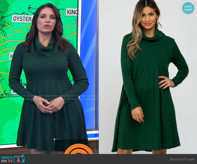 Pink Blush Cowl Neck Dress in Green worn by Maria Larosa on Today