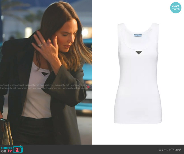 Prada Ribbed Knit Jersey Tank Top worn by Meredith Marks on The Real Housewives of Salt Lake City
