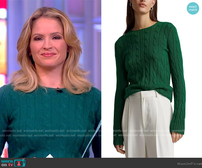 Ralph Lauren Cable Knit Cashmere Sweater worn by Sara Haines on The View