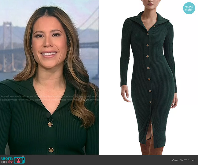Reiss Maria Knitted Button Front Dress worn by Deirdre Bosa on NBC News Daily