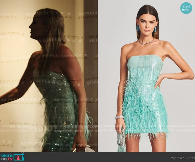 Retrofete Anastasia Sequin Feather Dress worn by Whitney Rose on The Real Housewives Ultimate Girls Trip