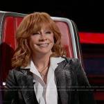 Reba’s black embellished velvet vest and blazer on The Voice
