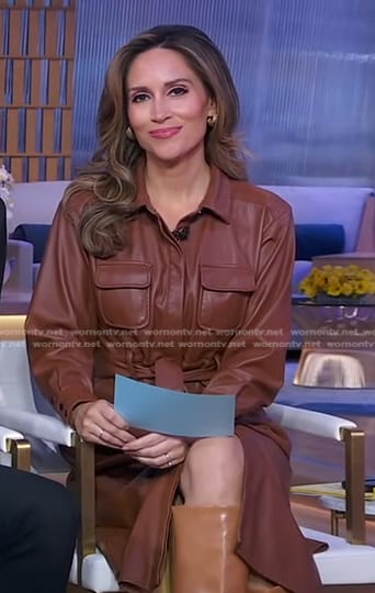Rhiannon’s brown leather shirtdress on Good Morning America