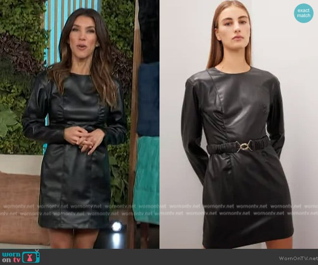 Ronny Kobo Collective Belted Mini Dress worn by Adrianna Costa on Access Hollywood