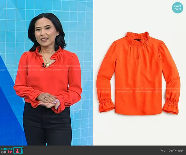 J. Crew Ruffleneck top in 365 worn by Vicky Nguyen on Today