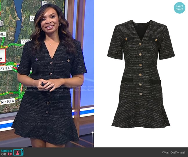 Sandro Gwendoline Metallic Tweed Dress worn by Adelle Caballero on Today