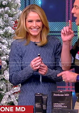 Sara’s blue diamond quilted denim dress on The View