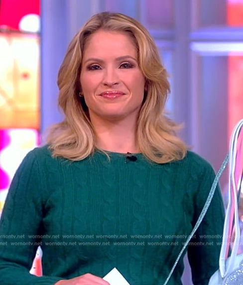 Sara’s green cable knit sweater on The View
