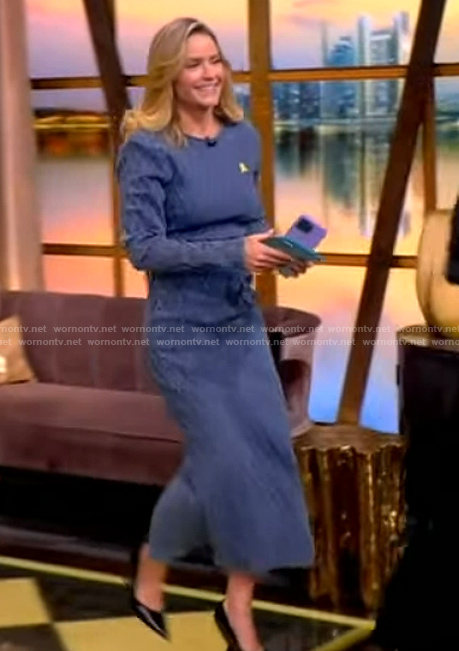 Sara’s blue diamond quilted denim dress on The View