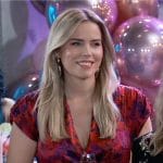 Sasha’s red floral midi dress on General Hospital