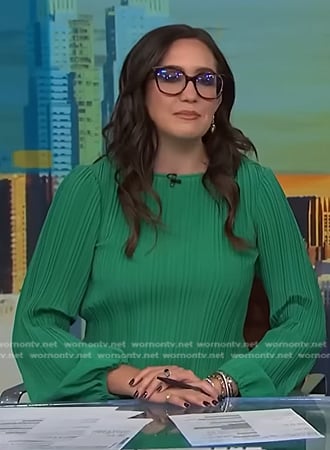 Savannah’s green pleated shift dress on NBC News Daily
