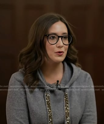Savannah’s grey hoodie with embellished ties on Today