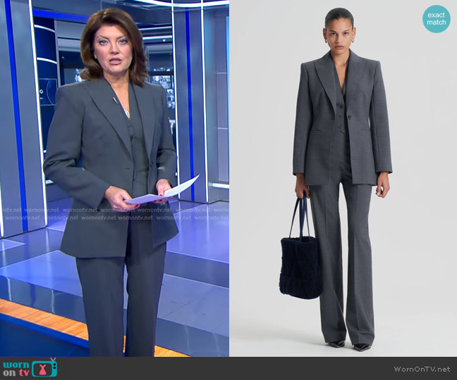 Scanlan Theodore Tailored Jacket in Charcoal worn by Norah O'Donnell on CBS Evening News