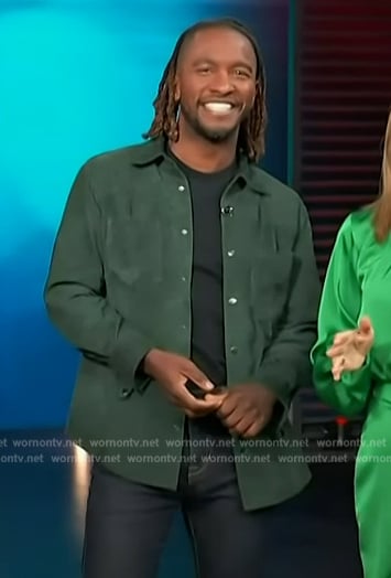 Scott’s green shirt jacket on Access Hollywood