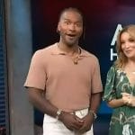 Scott’s white printed jeans on Access Hollywood