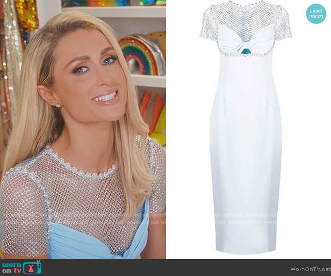 Self Portrait Bow-detail diamante midi dress worn by Paris Hilton on Paris in Love
