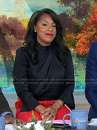 Sheinelle’s black draped blouse on Today