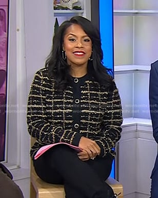 Sheinelle’s black plaid cardigan on Today