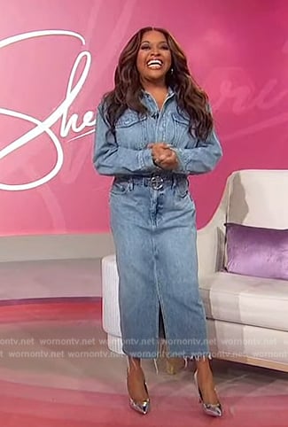 Sherri’s denim midi dress on Sherri