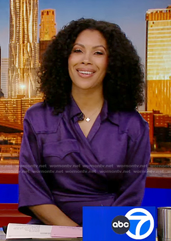 Shirleen’s purple wrap top on Good Morning America
