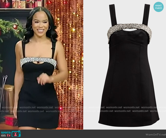 Simkhai Lenny Crepe Crystal Mini Slip Dress worn by Serayah McNeill on Tamron Hall Show