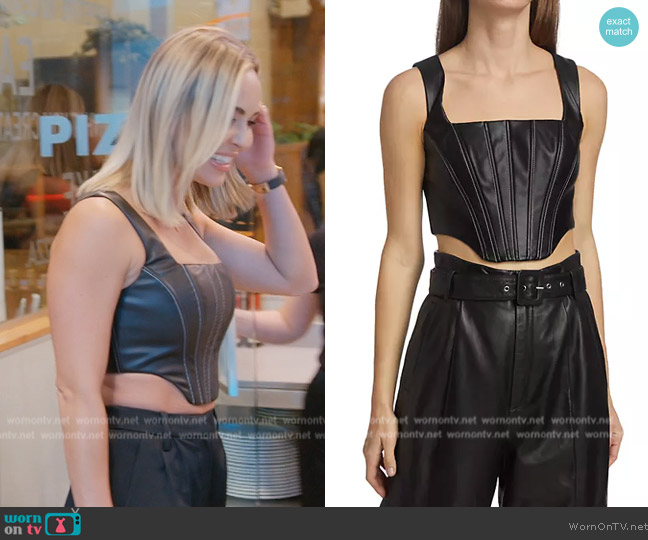 Alice + Olivia Alice Vegan Leather Corset Top worn by Nicole Martin (Nicole Martin) on The Real Housewives of Miami