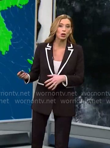 Stephanie Abrams’ black blazer with white trim on CBS Mornings