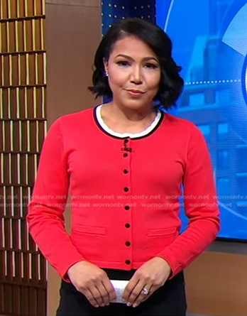 Stephanie’s red cardigan on Good Morning America