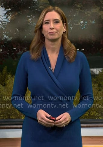Stephanie Abrams’ blue knit dress on CBS Mornings