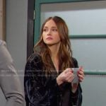 Stephanie’s navy floral velvet robe on Days of our Lives
