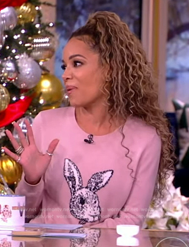 Sunny’s pink bunny print sweater on The View
