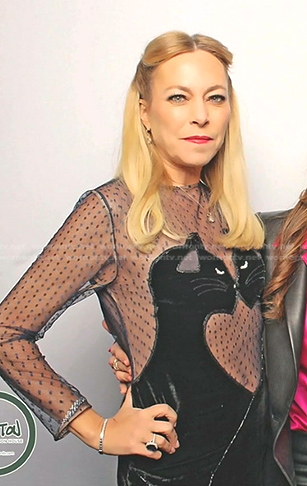 Sutton’s black velvet illusion dress on The Real Housewives of Beverly Hills