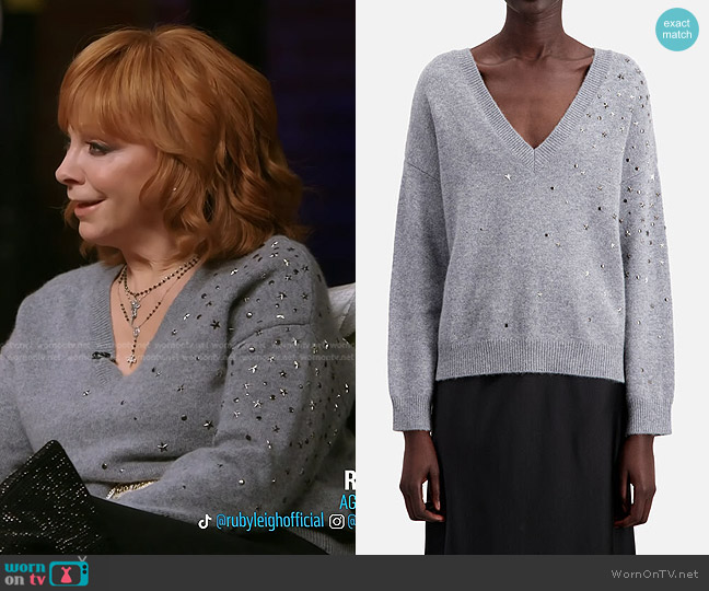 The Kooples Sweater in Cashmere Blend with Stars worn by Reba McEntire on The Voice