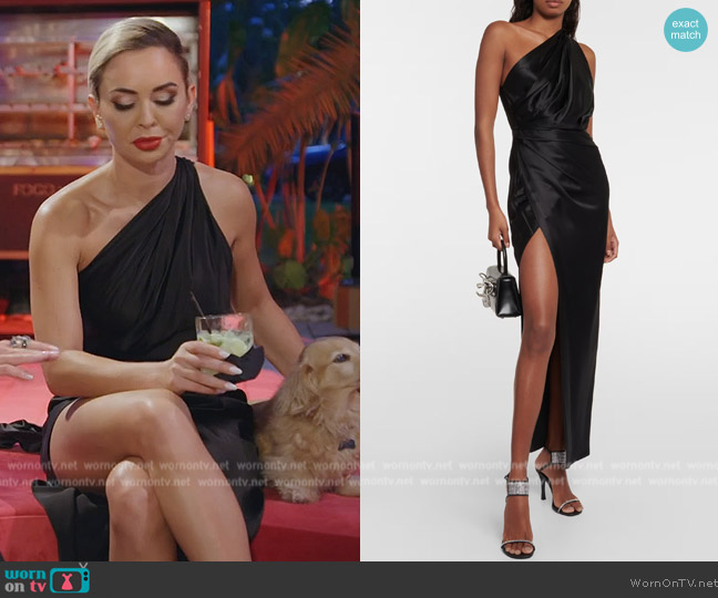 The Sei One-shoulder silk satin maxi dress worn by Nicole Martin (Nicole Martin) on The Real Housewives of Miami