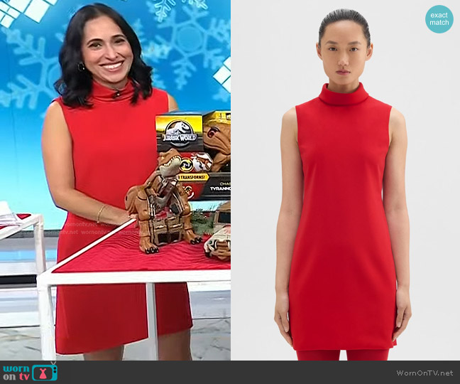 Theory Roll Neck Mini Dress in Admiral Crepe Geranium worn by Grace Bastidas on Today