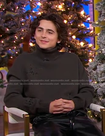 Timothée Chalamet’s charcoal turtleneck sweater on Good Morning America