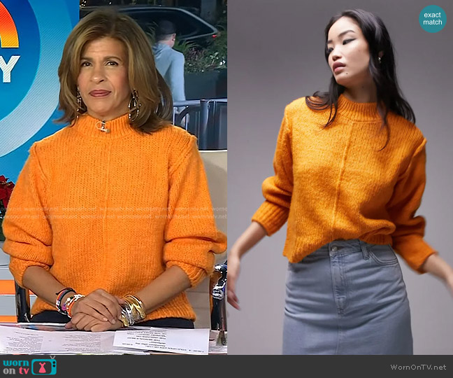 Topshop Center Seam Crewneck Sweater in Orange worn by Hoda Kotb on Today