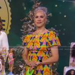 Trae Bodge’s multicolor printed midi dress on Good Morning America